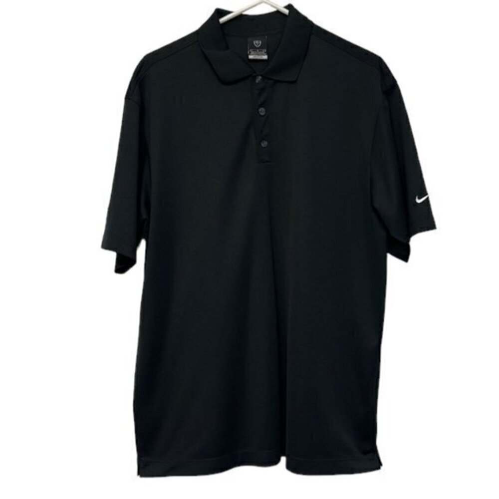 Nike Golf Polo Black Short Sleeve Shirt Sleeve Swoosh Crosswater Size Large EUC